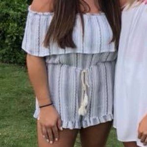 Lunik Blue and White Romper